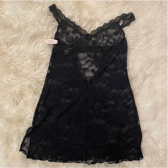 Victoria's Secret S Lace Chemise | Black Floral Mesh Lingerie NWT Slip Camisole - Picture 1 of 8